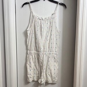 Loft White Romper with Colorful Print